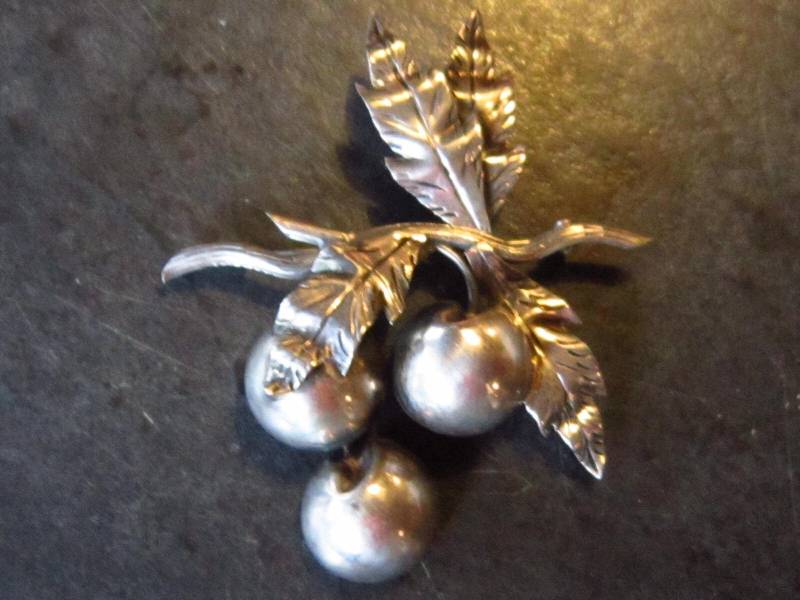 Wunderschöne Vintage Sterling Brosche Mexiko Kirschen Einfach Traumhaft 3 1/4" By 3" Statement Stück von diddle47