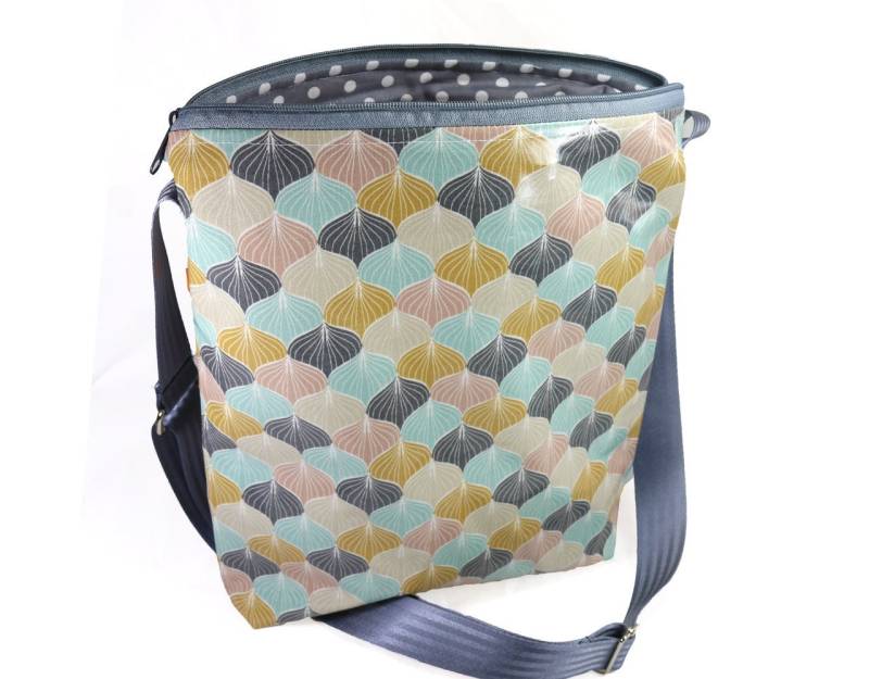 Umhängetasche Wachstuch Mit Innenfächern von dieKunterbunten