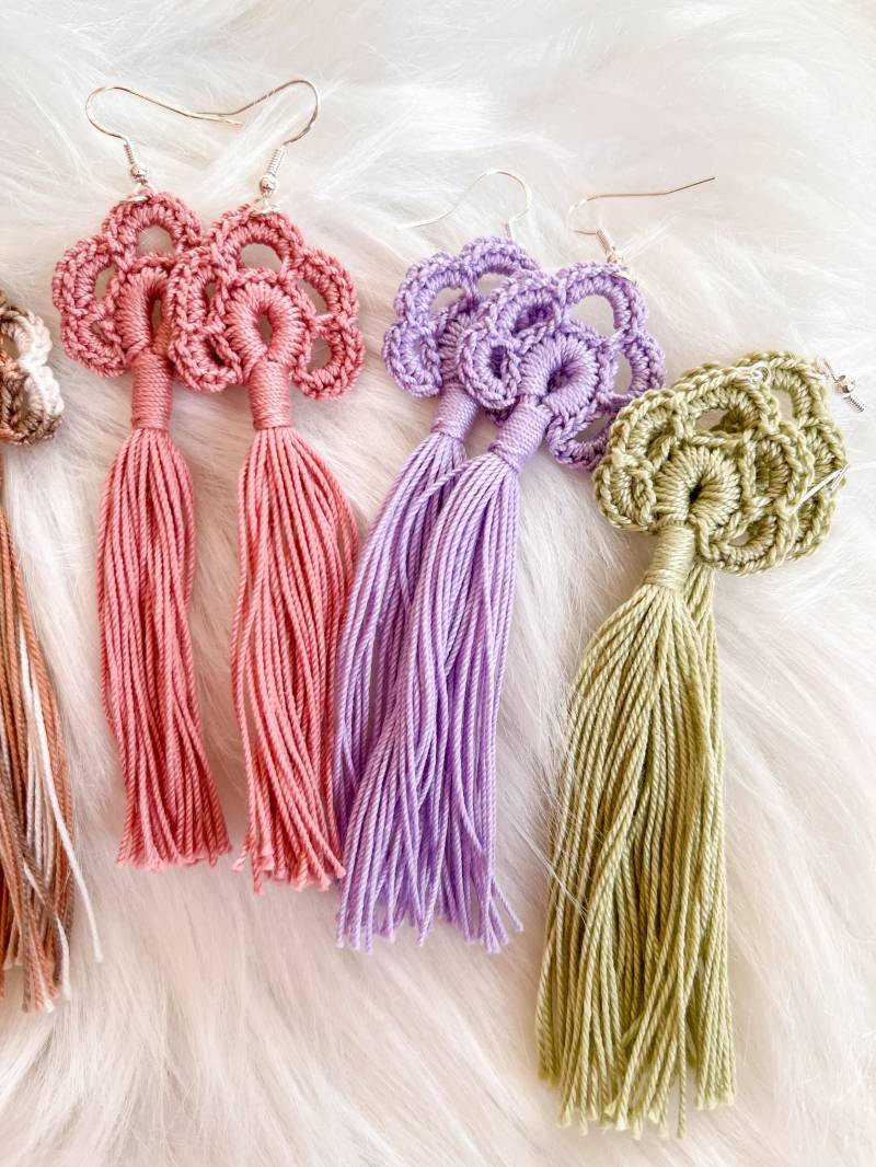 Häkel-Ohrringe/Gehäkelte Ohrringe Im Boho-style Häkel-Ohrringe/Gehäkelte Ohrringe Im Boho-style von dieMaschenDompteurin