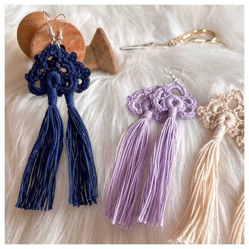 Häkel-Ohrringe/Gehäkelte Ohrringe Im Boho-style Häkel-Ohrringe/Gehäkelte Ohrringe Im Boho-style von dieMaschenDompteurin