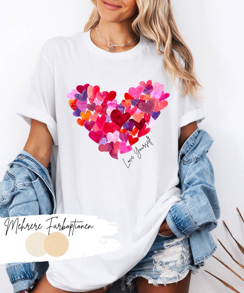 Liebe Dich Selbst Shirt, Aquarell Herz Selbstliebe von diePflanziskaDesigns