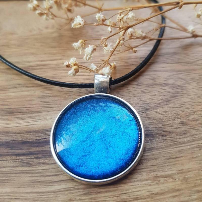 Blau Halskette Hellblau Anhänger Azurblau Schmuck Marineblau Metallicblau von dieSchmuckkiste