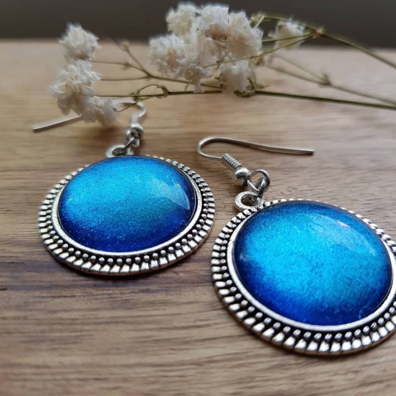 Große Meerblaue Ohrringe Blau Ohrhänger Hellblau Schmuck Azur Hängende Aus Glas von dieSchmuckkiste