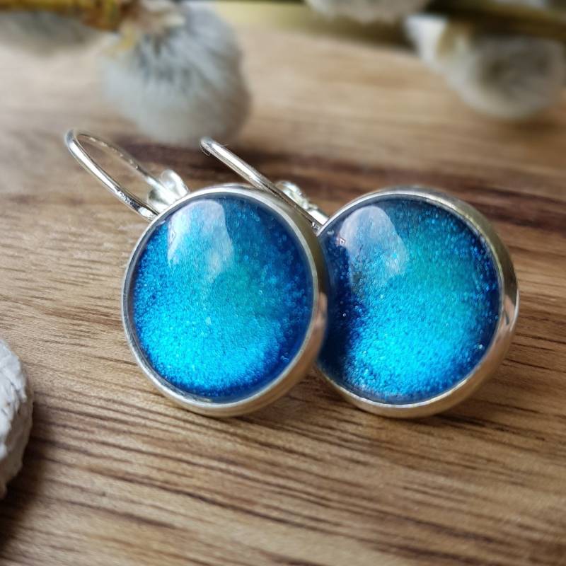 Meerblau Ohrringe Blau Ohrhänger Hellblau Ohrschmuck Azur Ohrclip von dieSchmuckkiste