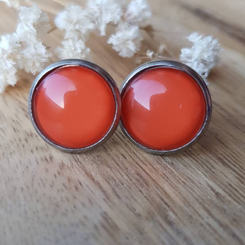 Orange Ohrstecker Ohrringe Bronze Schmuck Basic Ohrhänger Herbstschmuck von dieSchmuckkiste