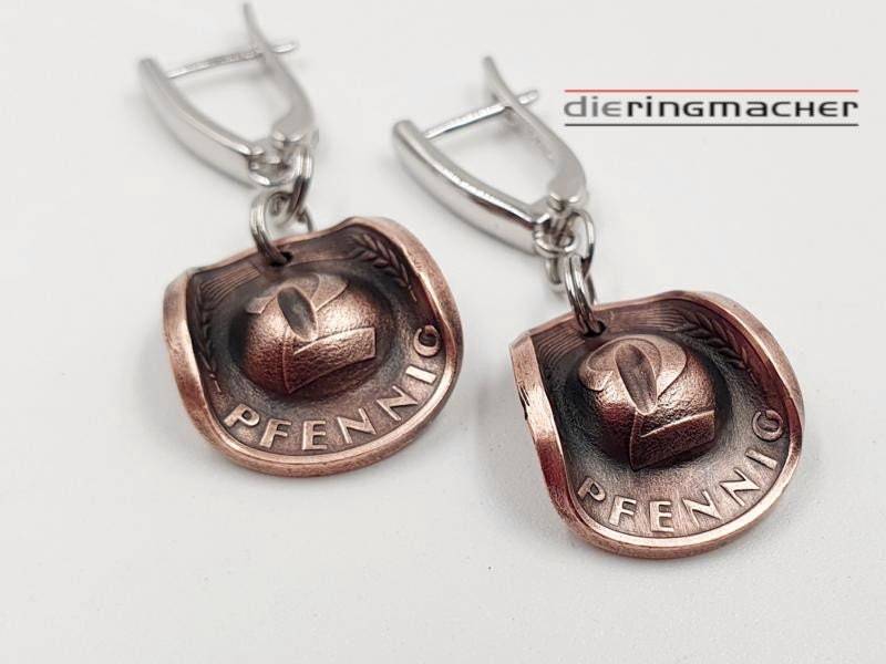 Ohrringe Cowboy Hut Münzen 2 Pfennig Mit Wunschprägejahr von dieringmacher
