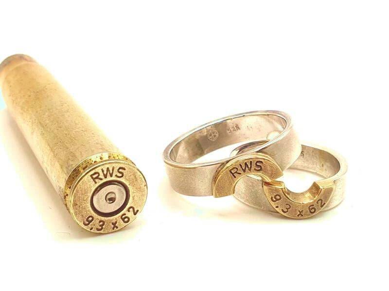 Partner Eheringe 925Er Silber Mit Patronenhülse Teilvergoldet Personalisierbar von dieringmacher