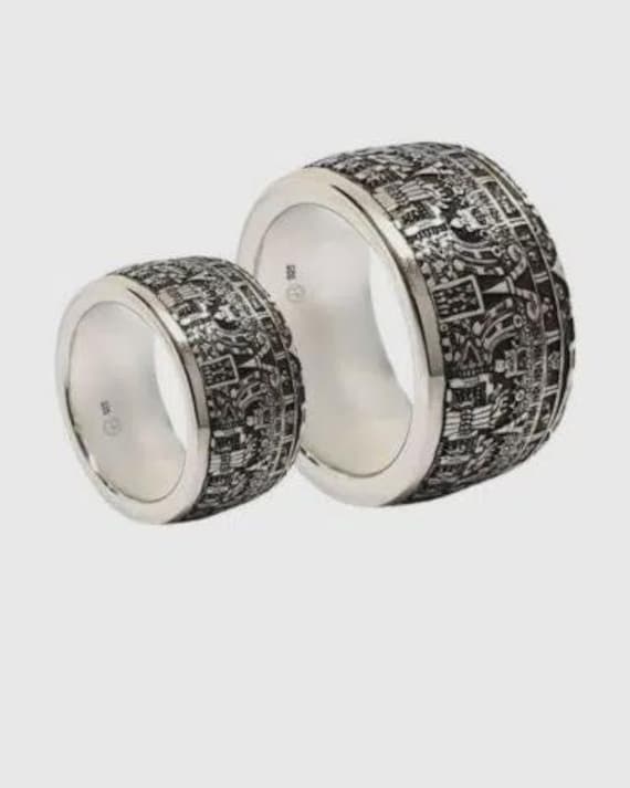 Silberringe Eheringe Maya Aztekenkalender Aus Münze von dieringmacher