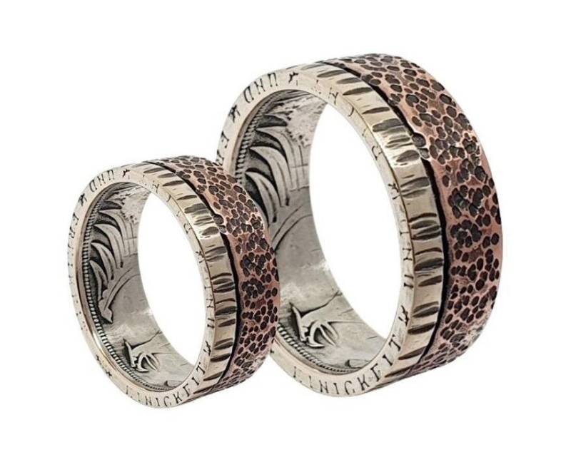 Silberringe Partnerringe Antik Stil Hammerschlag von dieringmacher