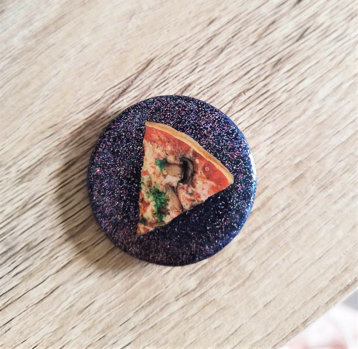 Pizza Lila Glitzer Knopf von dieyoungboutique