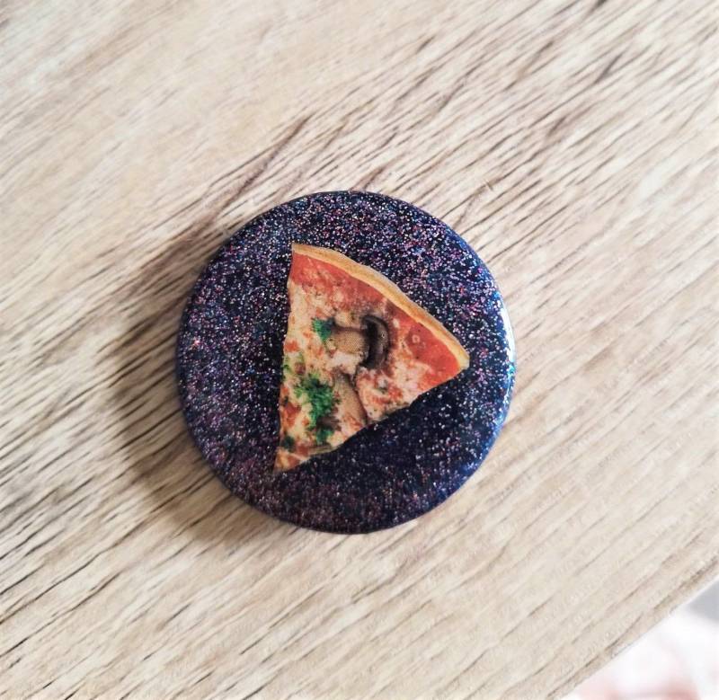 Pizza Lila Glitzer Knopf von dieyoungboutique