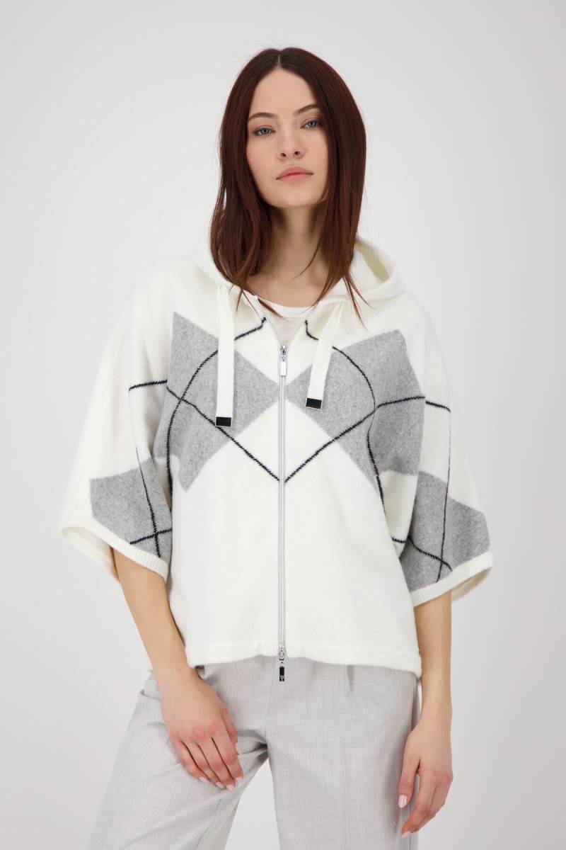 monari - Strickjacke mit Karomuster off-white - Gr. - 40 von monari