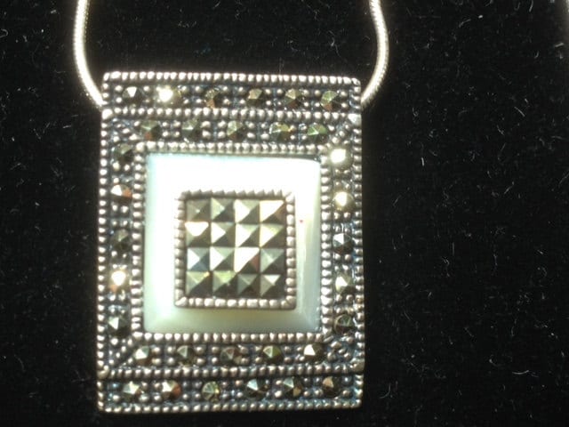 sterling Silber 925 Dbj Italien 1.25 Markasit Halskette Mit 18" Kette von diggershope