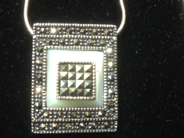 sterling Silber 925 Dbj Italien 1.25 Markasit Halskette Mit 18" Kette von diggershope