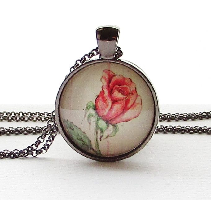 Juni Geburtsmonat Blumen Rose Art Anhänger von digiliodesigns