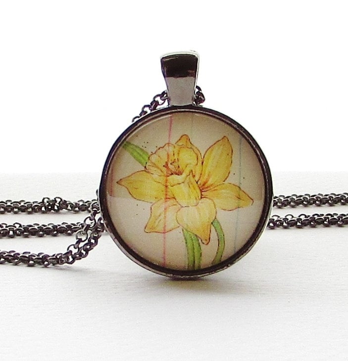 März Geburtsmonat Blume Narzisse Anhänger Halskette März Geburtsmonat Blume Narzisse Anhänger Halskette von digiliodesigns