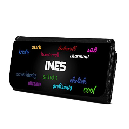 Geldbörse mit Namen INES - Design Positive Eigenschaften - Brieftasche, Geldbeutel, Portemonnaie, personalisiert für Damen und Herren von digital print