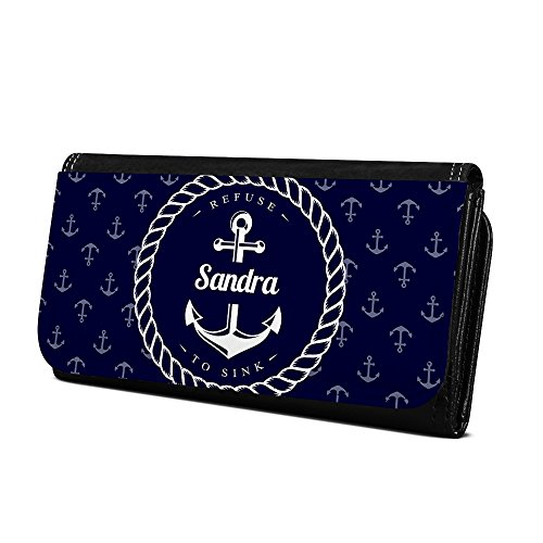 Geldbörse mit Namen Sandra - Design Anker - Brieftasche, Geldbeutel, Portemonnaie, personalisiert für Damen und Herren von digital print