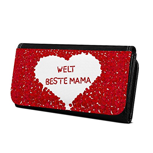 Geldbörse mit Namen Welt beste Mama - Design Rosenherz - Brieftasche, Geldbeutel, Portemonnaie, personalisiert für Damen und Herren von digital print