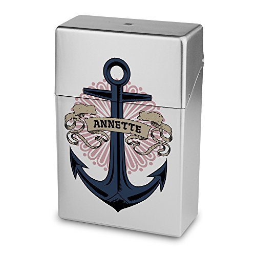 Zigarettenbox mit Namen Annette - Personalisierte Hülle mit Design Anker - Zigarettenetui, Zigarettenschachtel, Kunststoffbox von digital print