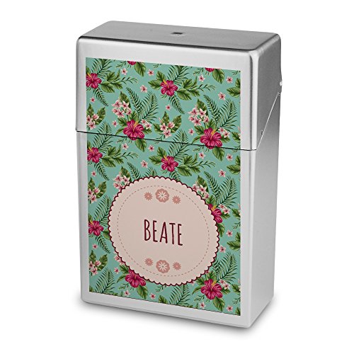 Zigarettenbox mit Namen Beate - Personalisierte Hülle mit Design Blumen - Zigarettenetui, Zigarettenschachtel, Kunststoffbox von digital print