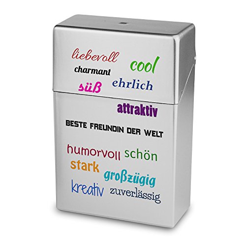 Zigarettenbox mit Namen Beste Freundin der Welt - Personalisierte Hülle mit Design Positive Eigenschaften - Zigarettenetui, Zigarettenschachtel, Kunststoffbox von digital print