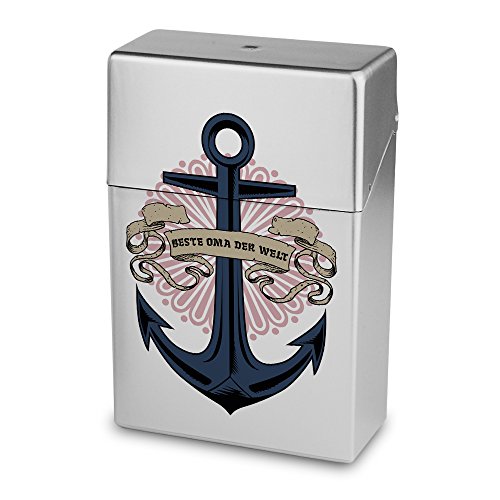 Zigarettenbox mit Namen Beste Oma der Welt - Personalisierte Hülle mit Design Anker - Zigarettenetui, Zigarettenschachtel, Kunststoffbox von digital print