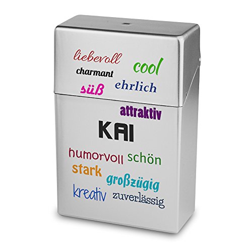 Zigarettenbox mit Namen Kai - Personalisierte Hülle mit Design Positive Eigenschaften - Zigarettenetui, Zigarettenschachtel, Kunststoffbox von digital print