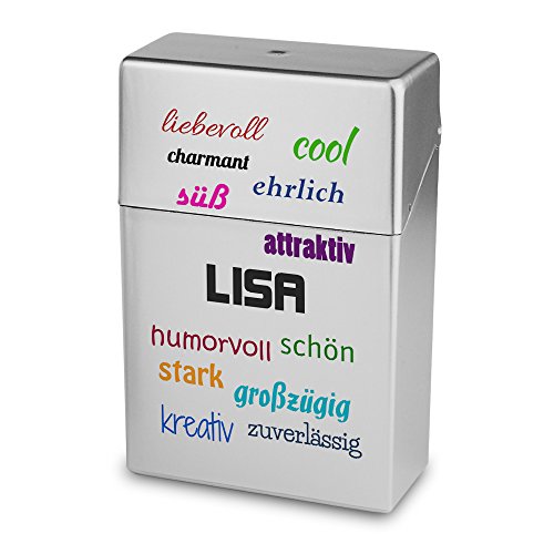 Zigarettenbox mit Namen Lisa - Personalisierte Hülle mit Design Positive Eigenschaften - Zigarettenetui, Zigarettenschachtel, Kunststoffbox von digital print