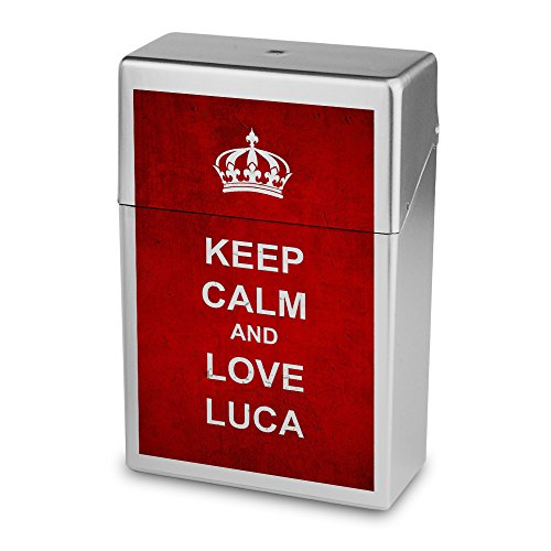 Zigarettenbox mit Namen Luca - Personalisierte Hülle mit Design Keep Calm - Zigarettenetui, Zigarettenschachtel, Kunststoffbox von digital print