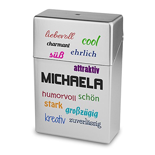 Zigarettenbox mit Namen Michaela - Personalisierte Hülle mit Design Positive Eigenschaften - Zigarettenetui, Zigarettenschachtel, Kunststoffbox von digital print