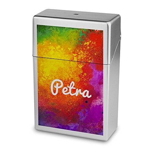 Zigarettenbox mit Namen Petra - Personalisierte Hülle mit Design Color Paint - Zigarettenetui, Zigarettenschachtel, Kunststoffbox von digital print