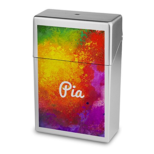 Zigarettenbox mit Namen Pia - Personalisierte Hülle mit Design Color Paint - Zigarettenetui, Zigarettenschachtel, Kunststoffbox von digital print