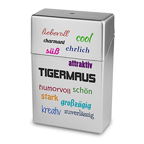 Zigarettenbox mit Namen Tigermaus - Personalisierte Hülle mit Design Positive Eigenschaften - Zigarettenetui, Zigarettenschachtel, Kunststoffbox von digital print