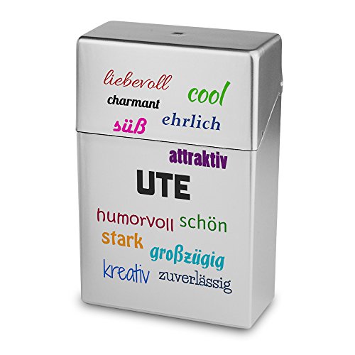 Zigarettenbox mit Namen Ute - Personalisierte Hülle mit Design Positive Eigenschaften - Zigarettenetui, Zigarettenschachtel, Kunststoffbox von digital print