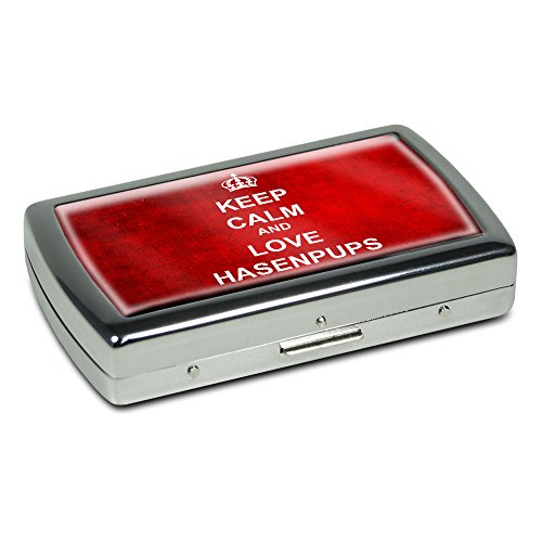 Zigarettenetui mit Namen Hasenpups - Edle Chrom-Metallbox mit Design Keep Calm - Zigarettenbox, Zigarettenschachtel, Metallbox von digital print