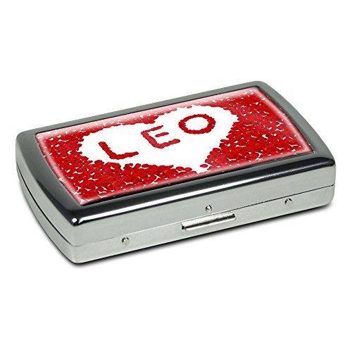 Zigarettenetui mit Namen Leo - Edle Chrom-Metallbox mit Design Rosenherz - Zigarettenbox, Zigarettenschachtel, Metallbox von digital print