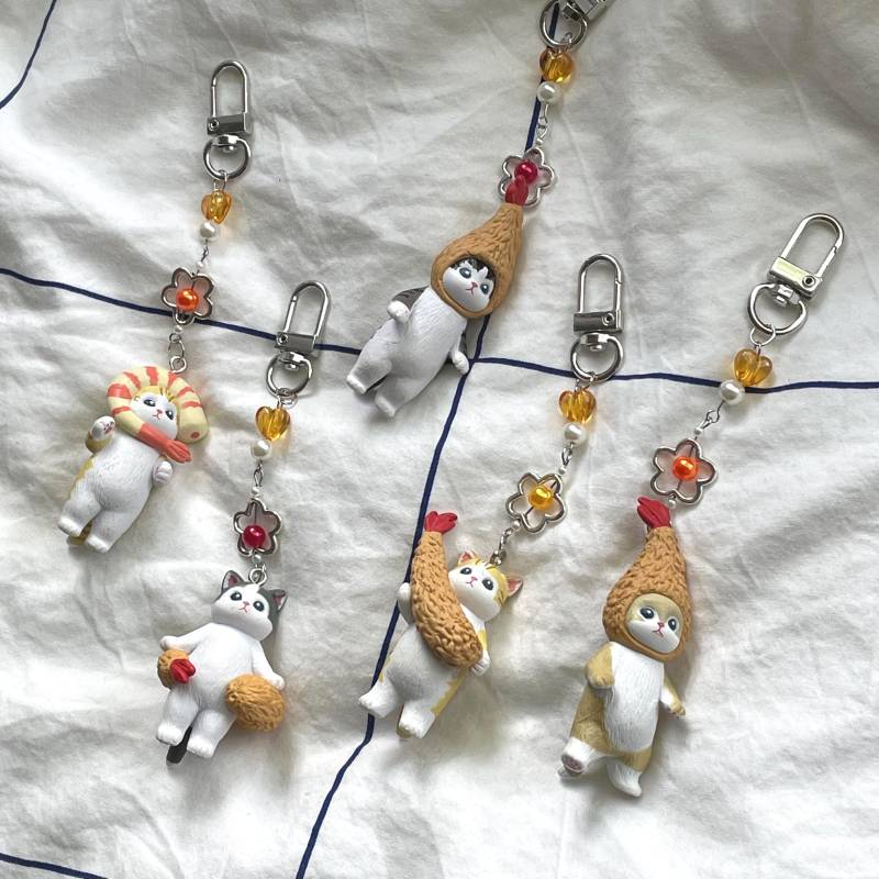Mofusand Fried Shrimp Schlüsselanhänger Cat Keychain, Keyring, Bagcharm von dihakoarts