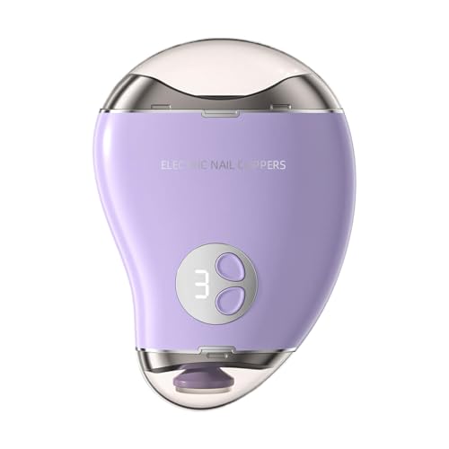 dijiusidy ABS Elektrischer Nagelknipser, Nagelknipser, 3 Gänge, doppelköpfiger niedlicher Mango Form Trimmer und Polierer, langlebig, Violett von dijiusidy