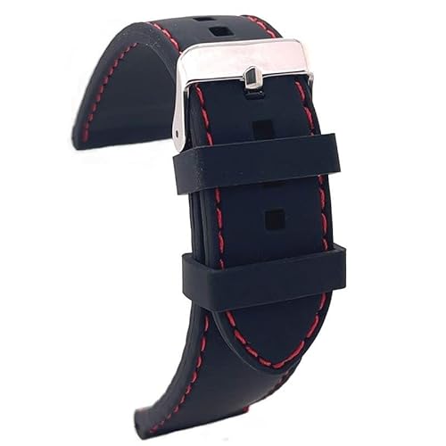 diloy Silikonarmband kompatibel mit Amazfit Pace, Stratos, GTR2, GTR2e, GTR3, GTR3Pro, GTR4. Modell BR10/22mm Schwarz Und Rot 22mm von diloy