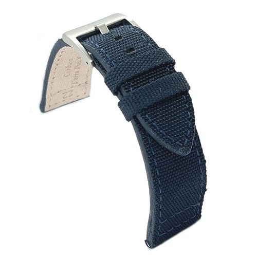 diloy Leder und Kevlar Uhrenarmband Kompatibel mit Amazfit Pace, Stratos, GTR2, GTR2e, GTR3, GTR3Pro, GTR4. Modell 302/22mm Navy Blau 22mm von diloy