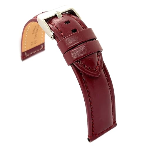 diloy Lederarmband kompatibel mit Amazfit Bip GTS GTR (42mm). Modell 363/20mm Bordeaux 20mm von diloy