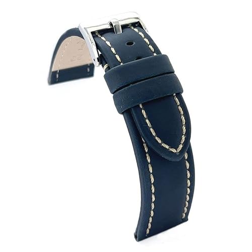 diloy Lederarmband kompatibel mit Amazfit Bip GTS GTR (42mm). Modell 377/20mm Navy Blau 20mm von diloy