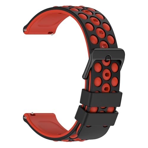 diloy Silikonarmband kompatibel mit Amazfit Bip GTS GTR (42mm). Modell BR43/20mm Schwarz Und Rot 20mm von diloy