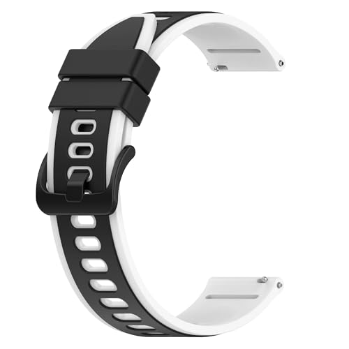 diloy Silikonarmband kompatibel mit Amazfit Pace, Stratos, GTR2, GTR2e, GTR3, GTR3Pro, GTR4. Modell BR44/22mm Schwarz Und Weiß 22mm von diloy