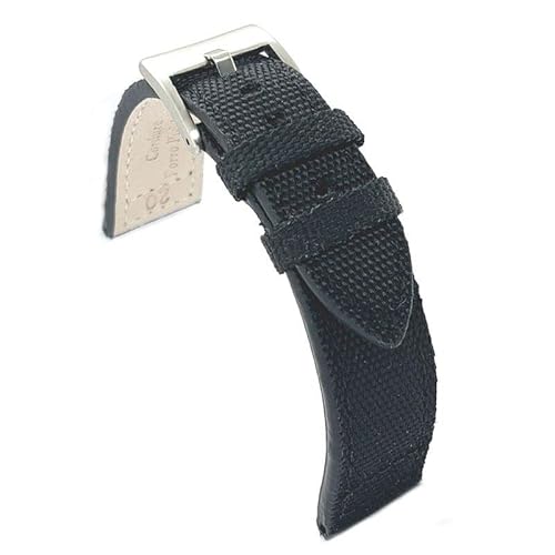 diloy Kevlar- und Leder-Uhrenarmband – Flach, sportlich, Innenfutter – Erhältlich in 18mm 20mm 22mm 24mm 416 Schwarz 22mm von diloy