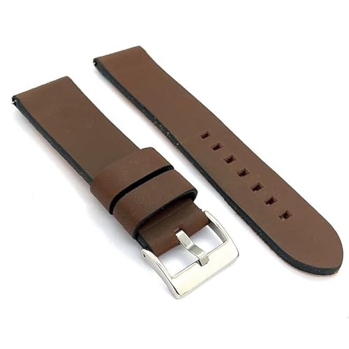 diloy Vintage Uhrenarmband gewachstes Rindsleder ohne Naht – Dickes Armband für Sportuhren – Größen 18mm 20mm 22mm 24mm 26mm – Braun oder Schwarz – Robust 383 Dunkelbraun 20mm von diloy