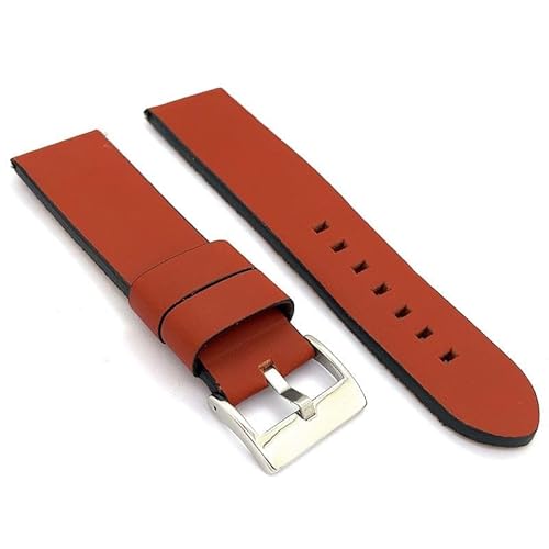 diloy Handgefertigtes Uhrenarmband aus gealtertem Leder im Vintage-Stil Ohne Nähte 18mm 20mm 22mm 24mm 26mm Ref 383 Mittleres Braun 20mm. von diloy