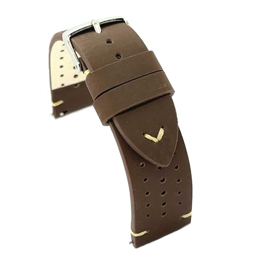 diloy Uhrenarmband geöltes Rindsleder perforiert Rallye Racing Vintage – Handgenäht – Handgefertigtes minimalistisches Design – Größen 20mm 22mm – Schwarz Braun Hellbraun 435 Dunkelbraun 22mm diloy Uhrenarmband geöltes Rindsleder perforiert Rallye Racing Vintage – Handgenäht – Handgefertigtes minimalistisches Design – Größen 20mm 22mm – Schwarz Braun Hellbraun 435 Dunkelbraun 22mm von diloy