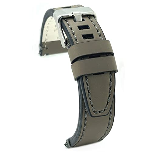 Sportliches handgefertigtes Uhrenarmband aus gealtertem Leder compatible avec Diesel 20 mm 22 mm 24 mm weiße Nähte Ref. 414 Grau 26mm von diloy